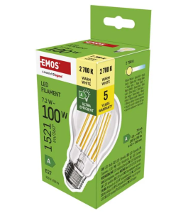 Żarówka LED Filament A60 A CLASS/ E27 / 7,2 W (100 W) / 1521 lm / ciepła biel