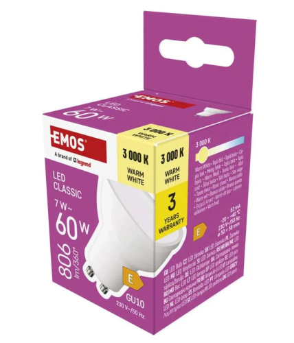 Żarówka LED Classic MR16 / GU10 / 7 W (60 W) / 806 lm / ciepła biel