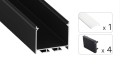 Zestaw TEKKNI NORS czarny, klosz mleczny 2,02 m – profil LED TEKKNI LedLabs – wroled.pl
