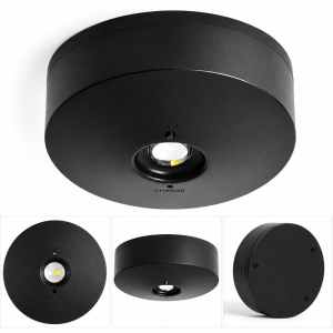  Oprawa Awaryjna LED Natynkowa Czarna Okrągła 2,5W 120lm 6000K