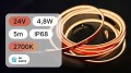 Zestaw LED COB do Sauny IP68 5m 2700K 4,8W/1M Sterownik Pilot Zasilacz