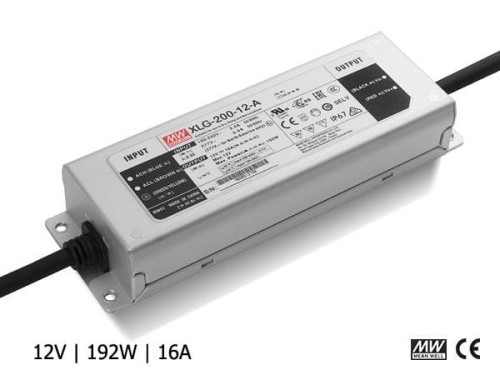 ZASILACZ WODOODPORNY MEAN WELL XLG-200-12 / 12V / 16A / 192W / PFC