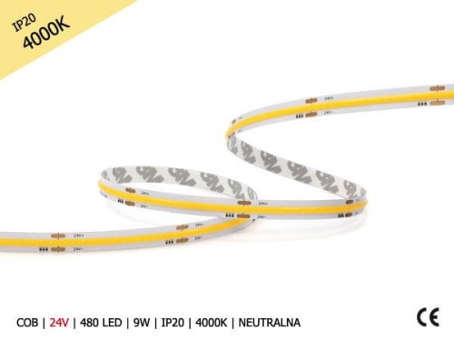 TAŚMA LED COB 24V | 9W | 320 LED/1m | IP20 | 4000K