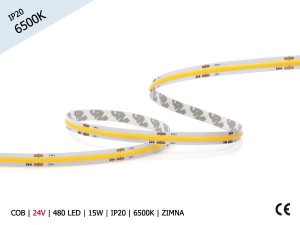 TAŚMA LED COB 24V | 15W | 320 LED/1m | IP20 | 6000K
