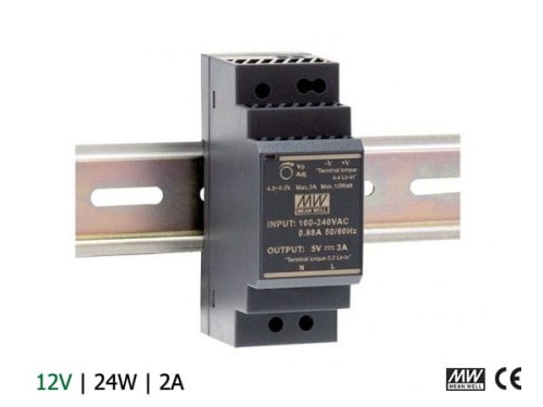 Zasilacz na szynę DIN Mean Well HDR-30-12 | 12V 2A 24W