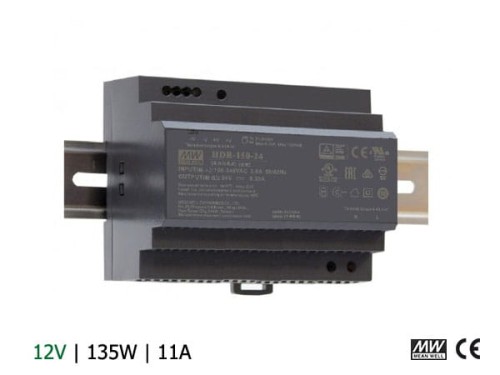 Zasilacz na szynę DIN Mean Well HDR-150-12 | 12V 11A 135W