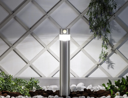 Lampa Ogrodowa Solarna Zewnętrzna LED 1.5W Naziemna Słupek ze Stali Nierdzewnej z Czujnikiem Ruchu Inti Inox 5000K