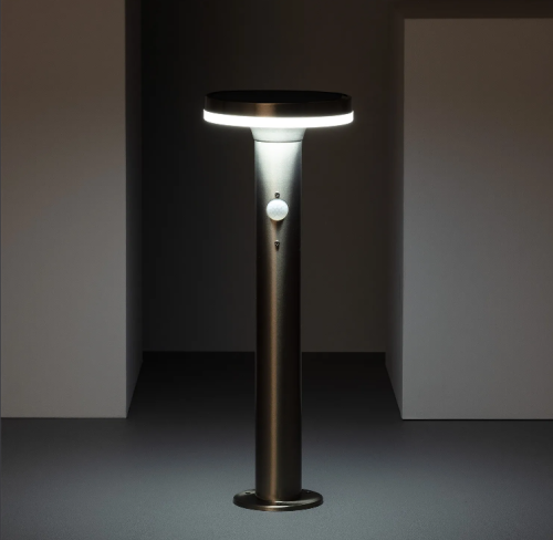 Lampa ogrodowa solarna LED słupek Helios 45cm 6W z czujnikiem ruchu inox