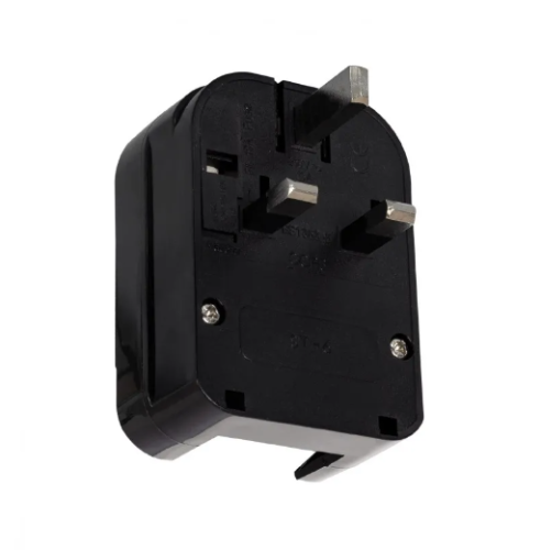 Adapter wtyczki typu F (UE) z szeroką głowicą i niskim przewodem na wtyczkę typu G (UK) czarna