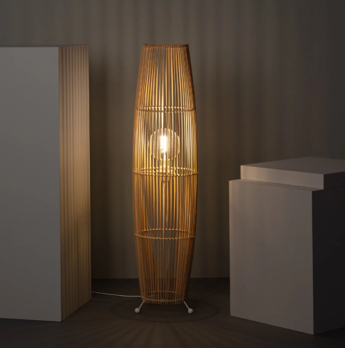 Lampa podłogowa Kom 2xE27 bambus