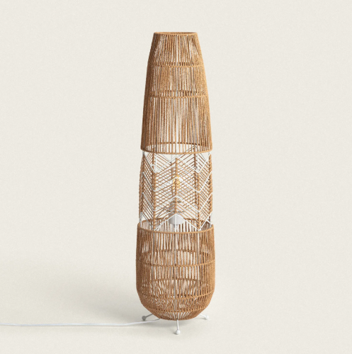 Lampa podłogowa Satie E27 pleciony papier