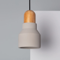 Lampa wisząca betonowo-drewniana Luster kamienna szarość E27