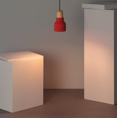 Lampa wisząca betonowo-drewniana Luster terakota E27