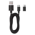 Zasilacz samochodowy USB BASIC 2,1A + kabel microUSB + USB-C V0219