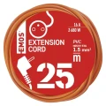 Przedłużacz 25 m 1 gniazdo pomarańczowy PVC 30 V 1,5 mm2