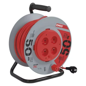 Przedłużacz bębnowy 50 m 4 gniazda czarny PVC 230V 1,5 mm2