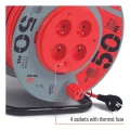 Przedłużacz bębnowy 50 m 4 gniazda czarny PVC 230 V 1,5 mm2