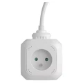 Przedłużacz - kostka 1,9m,  4 gniazda,  biały, PVC,  z USB portem, 1 mm2
