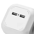 Przedłużacz - kostka 1,9m,  4 gniazda,  biały, PVC,  z USB portem, 1 mm2