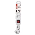 Przedłużacz 1,2m, 3 gniazda, z wyłącznikiem, biały, PVC, 1 mm2