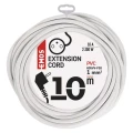 Przedłużacz 10m, 1 gniazdo, biały, PVC, 1 mm2