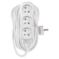 Przedłużacz 10m, 3 gniazda, biały, PVC, 1 mm2