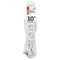 Przedłużacz 10m, 4 gniazda, biały, PVC, 1 mm2