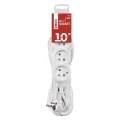 Przedłużacz 10m, 4 gniazda, biały, PVC, 1,5 mm2
