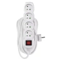 Przedłużacz 10m, 4 gniazda, z wyłącznikiem, biały, PVC, 1 mm2