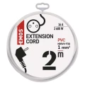 Przedłużacz 2m, 1 gniazdo, biały, PVC, 1 mm2