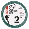 Przedłużacz 2m, 1 gniazdo, zielony, PVC, 1 mm2