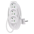 Przedłużacz 2m, 3 gniazda, biały, PVC, 1 mm2
