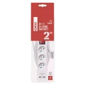 Przedłużacz 2m, 3 gniazda, z wyłącznikiem, biały, PVC, z USB portem, 1,5 mm2