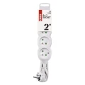 Przedłużacz 2m, 4 gniazda, biały, PVC, 1 mm2