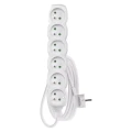 Przedłużacz 2m, 6 gniazd, biały,  PVC, 1 mm2