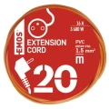 Przedłużacz 20m, 1 gniazdo, pomarańczowy, PVC, 230 V, 1,5 mm2