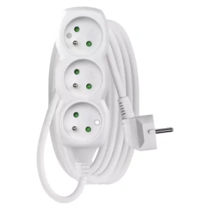 Przedłużacz 3m,  3 gniazda,  biały,  PVC,  1 mm2
