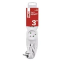 Przedłużacz 3m, 3 gniazda, biały, PVC,  1,5 mm2