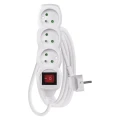 Przedłużacz 3m, 3 gniazda, z wyłącznikiem, biały, PVC, 1 mm2
