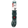 Przedłużacz 3m, 3 gniazda, z wyłącznikiem, zielony, PVC, 1 mm2