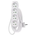 Przedłużacz 3m, 4 gniazda, biały, PVC, 1 mm2