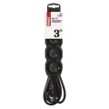 Przedłużacz 3m, 4 gniazda, czarny, PVC, 1 mm2