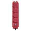 Przedłużacz 3m, 4 gniazda, z wyłącznikiem, czarno-czerwony,  guma-neopren, 1,5 mm2