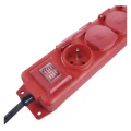 Przedłużacz 3m, 4 gniazda, z wyłącznikiem, czarno-czerwony,  guma-neopren, 1,5 mm2