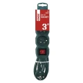 Przedłużacz 3m, 5 gniazd, z wyłącznikiem, zielony, PVC, 1,5 mm2