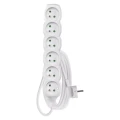 Przedłużacz 3m, 6 gniazd, biały, PVC, 1 mm2