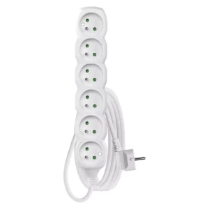 Przedłużacz 3m, 6 gniazd, biały, PVC, 1,5 mm2
