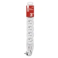 Przedłużacz 3m, 6 gniazd, biały, PVC, 1,5 mm2