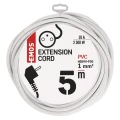 Przedłużacz 5m, 1 gniazdo, biały, PVC, 1 mm2