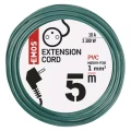 Przedłużacz 5m, 1 gniazdo, zielony, PVC, 1 mm2